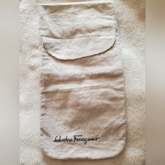 Salvatore Ferragamo Accessories - Salvatore Ferragamo Cream Fabric Dust Bag with Logo